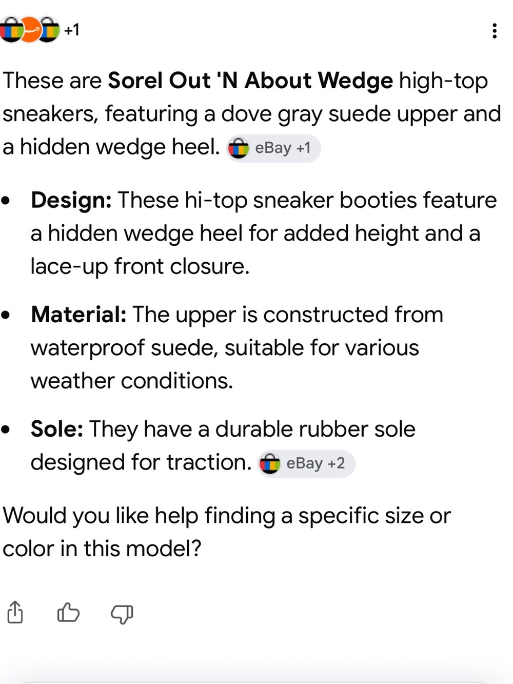 SOREL Out ‘N About Suede Wedge High-Top Sneaker/Booties - Picture 2 of 12